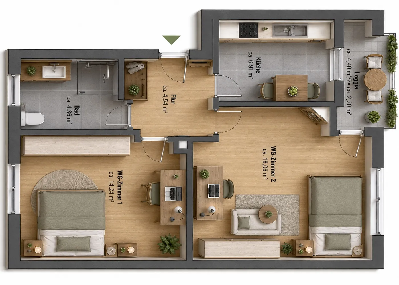 1 Zimmer Wohnung mit 14 m² in München – Bild 1