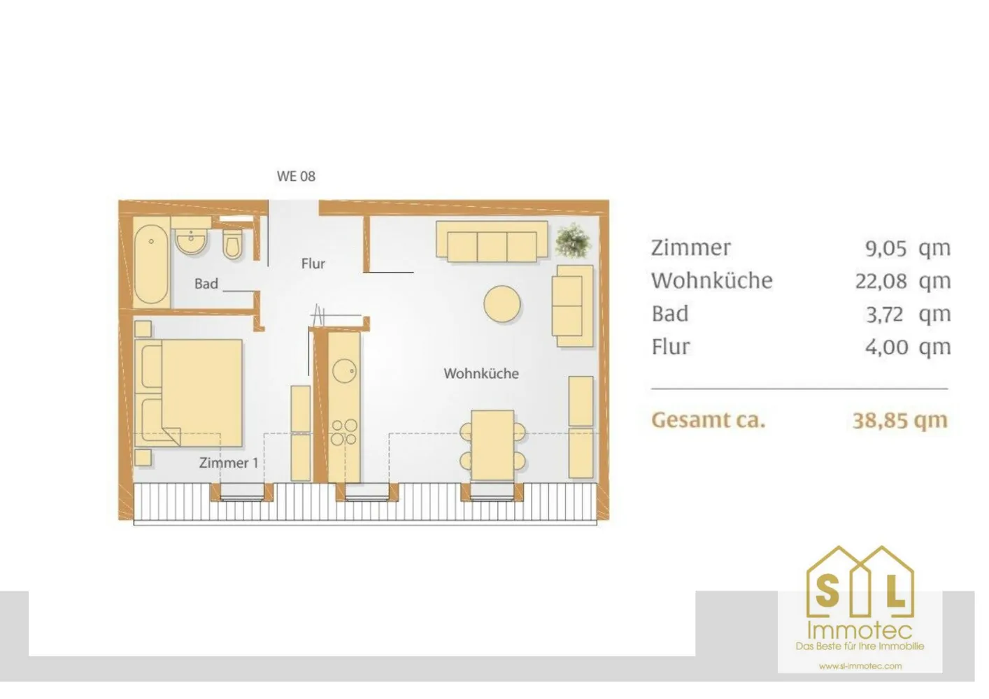 2 room apartment with 39 m² in Chemnitz – Photo 3