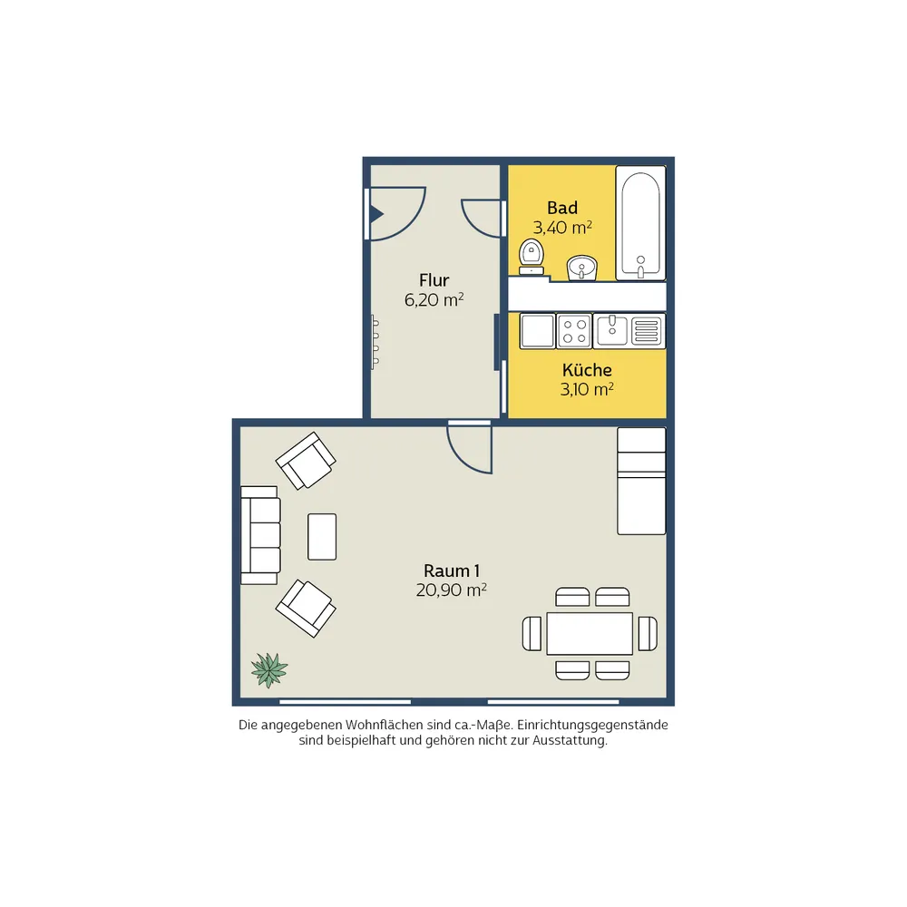 1 Zimmer Wohnung mit 34 m² in Leipzig – Bild 2