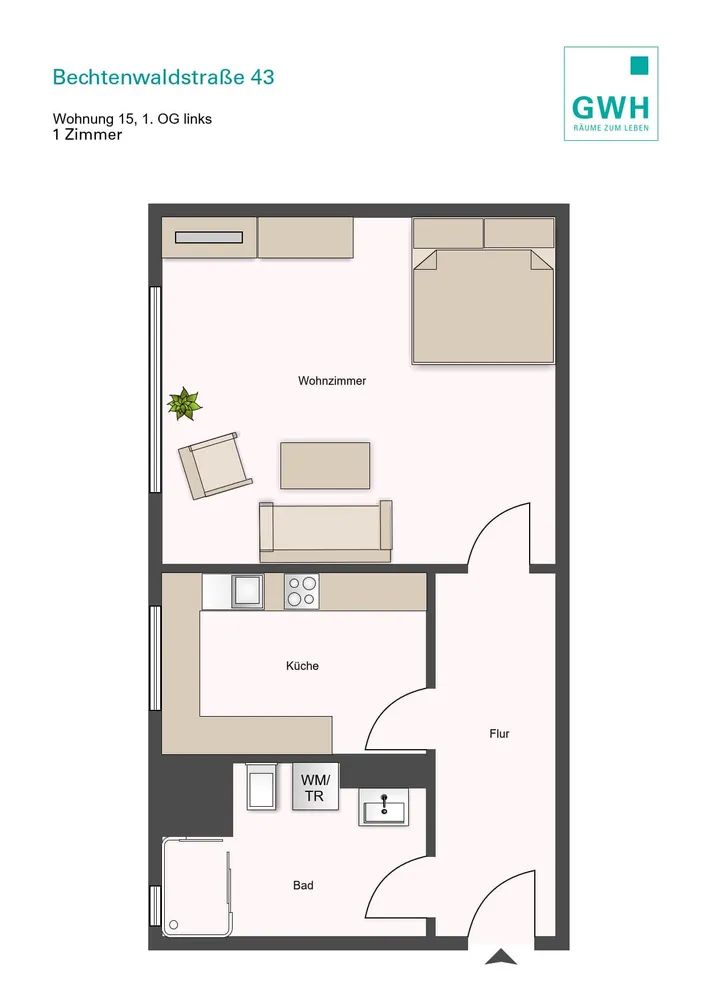 1 Zimmer Wohnung mit 34 m² in Frankfurt am Main – Bild 2