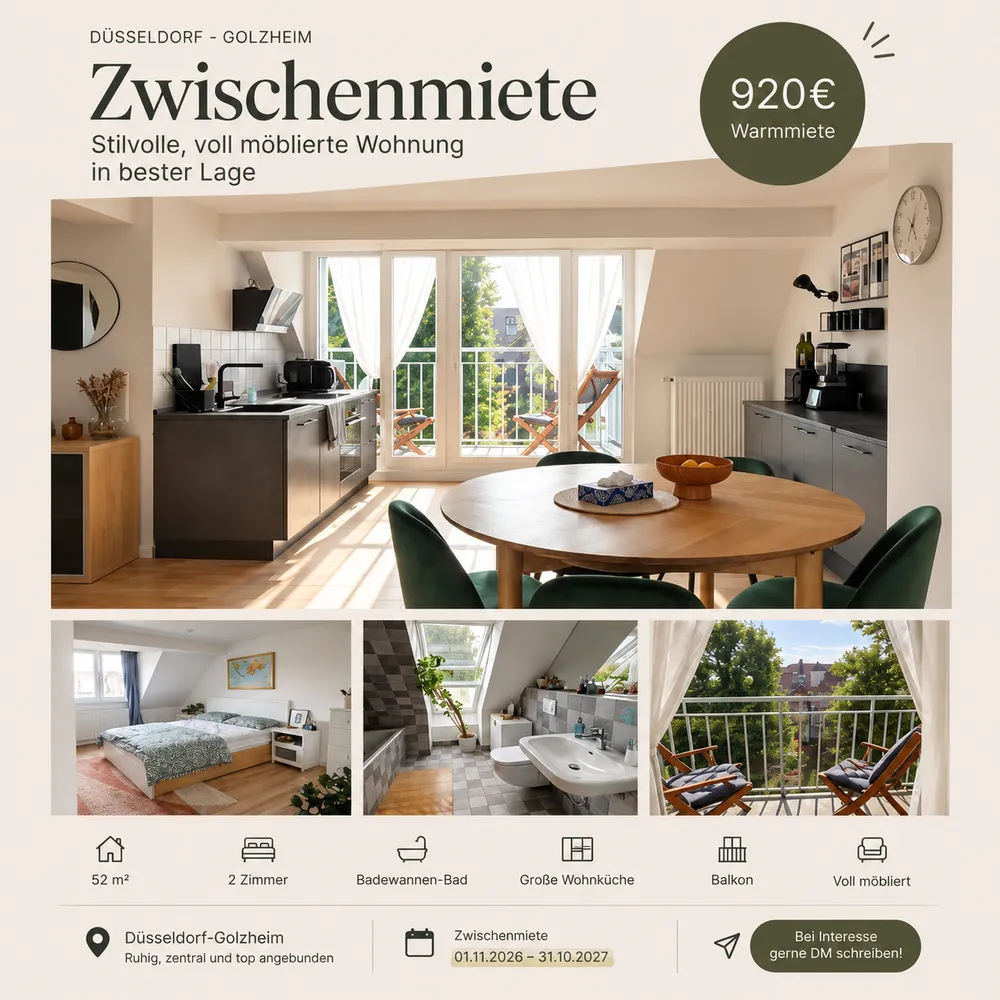 2 room apartment with 52 m² in Düsseldorf – Photo 1