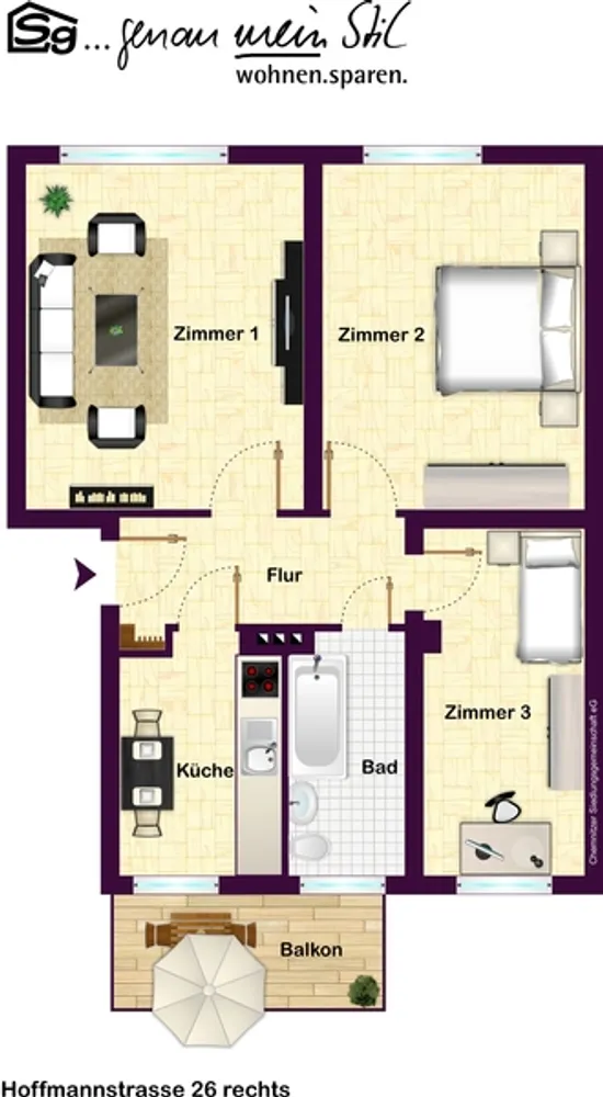 3 Zimmer Wohnung mit 59 m² in Chemnitz – Bild 9