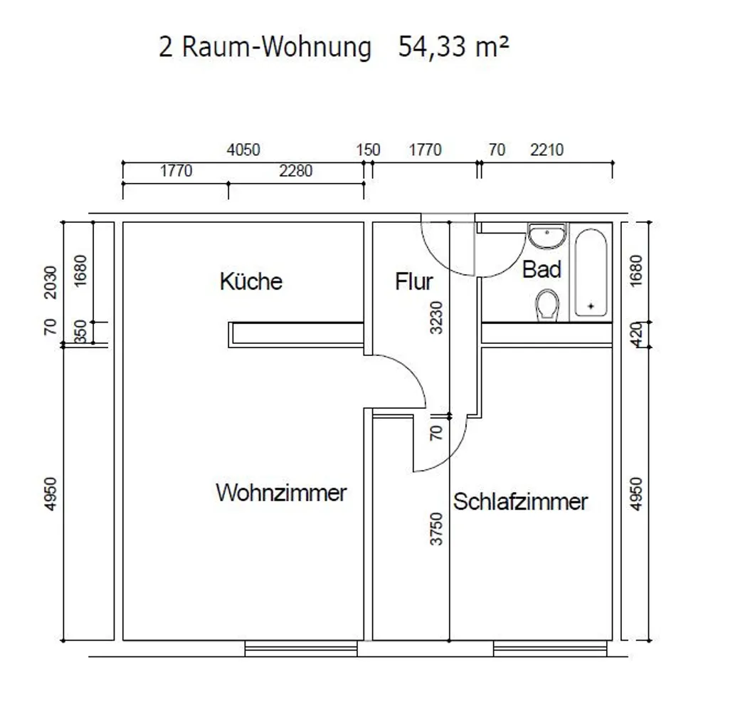 2 Zimmer Wohnung mit 54 m² in Suhl – Bild 2