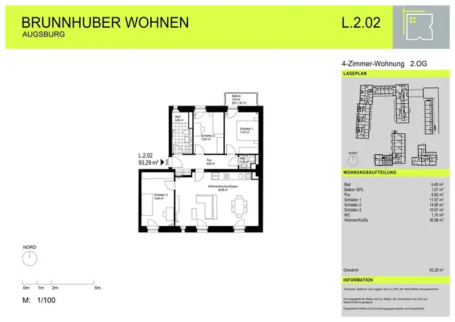 4 Zimmer Wohnung mit 93 m² in Augsburg – Bild 1