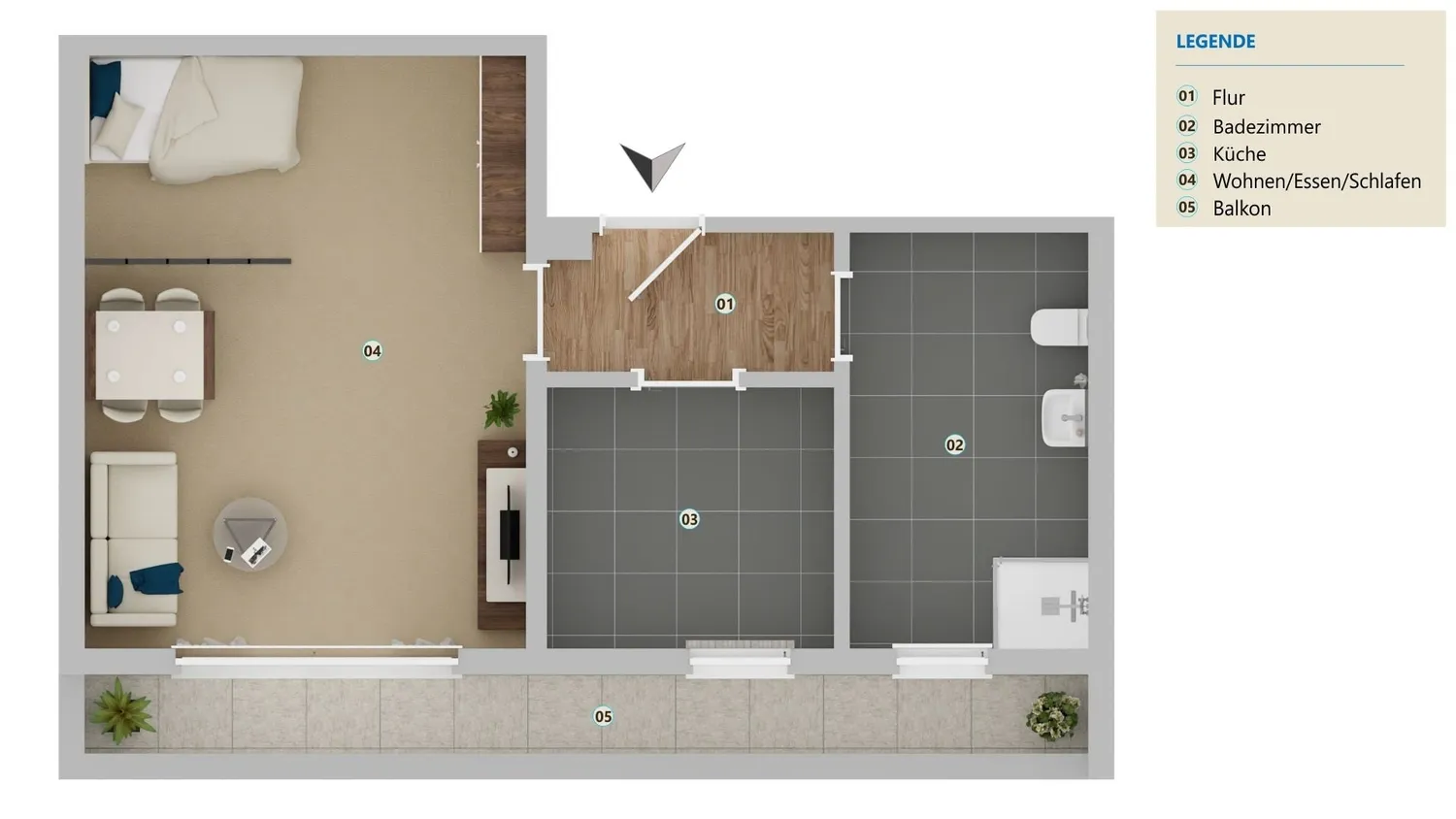 1 Zimmer Wohnung mit 37 m² in München – Bild 1