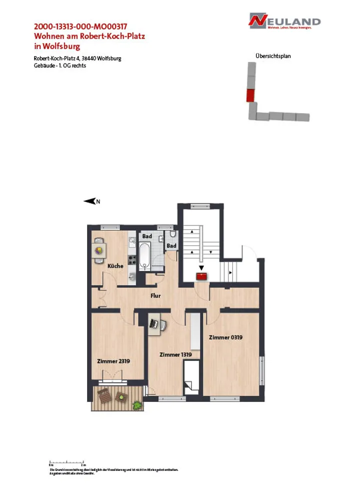 1 Zimmer Wohnung mit 27 m² in Wolfsburg – Bild 2