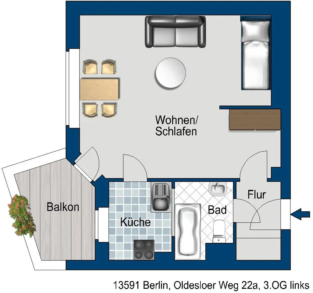 1 Zimmer Wohnung mit 30 m² in Berlin – Bild 2