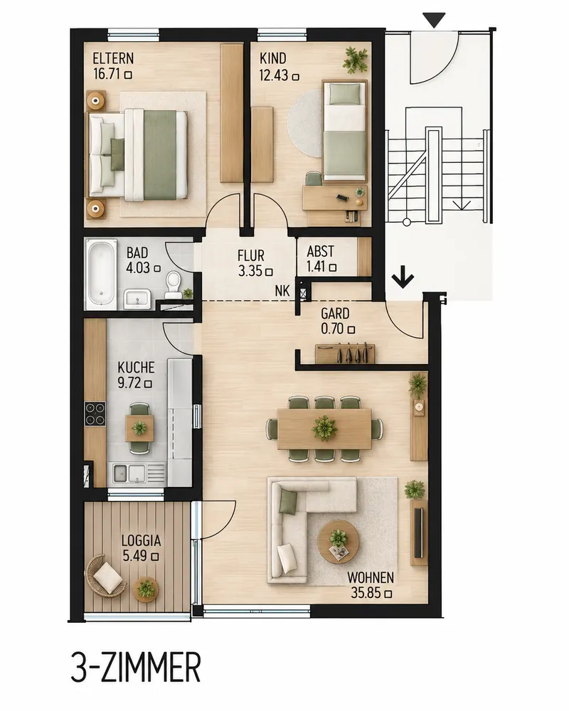 3 Zimmer Wohnung mit 87 m² in Ansbach – Bild 11