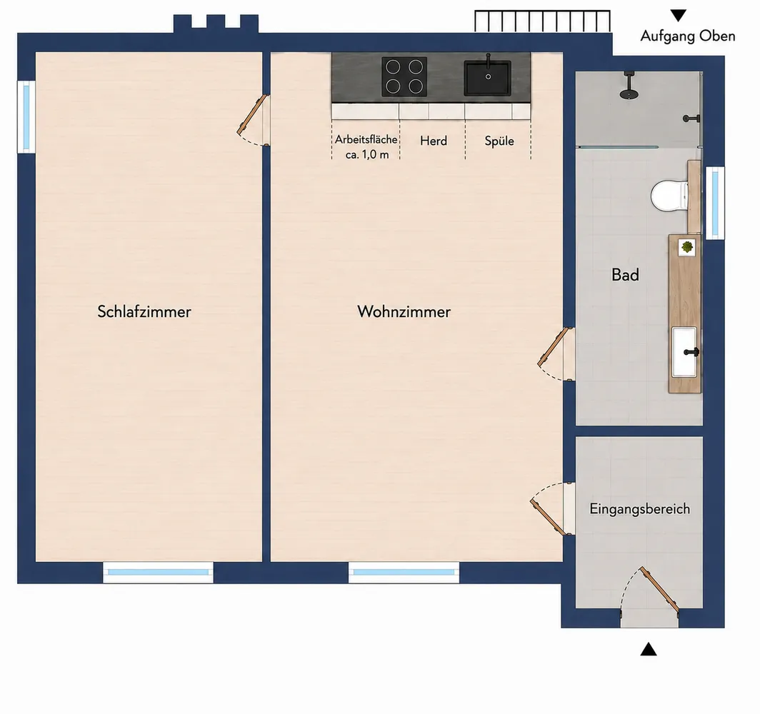 2 Zimmer Wohnung mit 35 m² in Hamburg – Bild 1