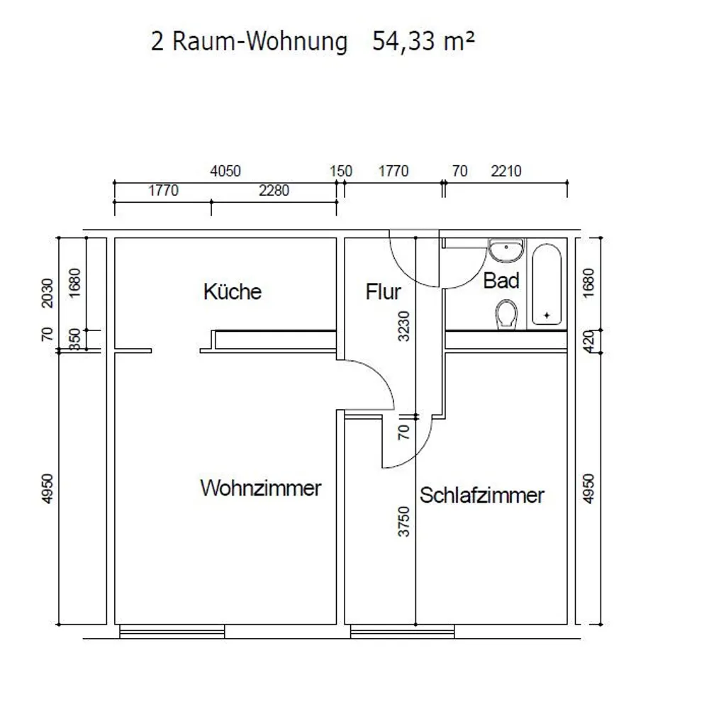 2 Zimmer Wohnung mit 54 m² in Suhl – Bild 1