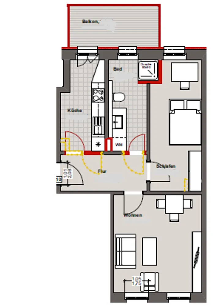 2 Zimmer Wohnung mit 55 m² in Leipzig – Bild 2
