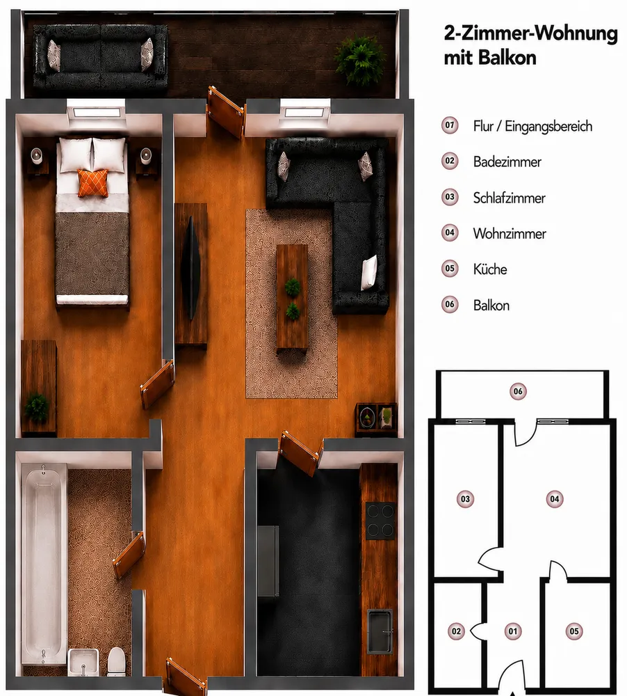 2 Zimmer Wohnung mit 45 m² in München – Bild 3