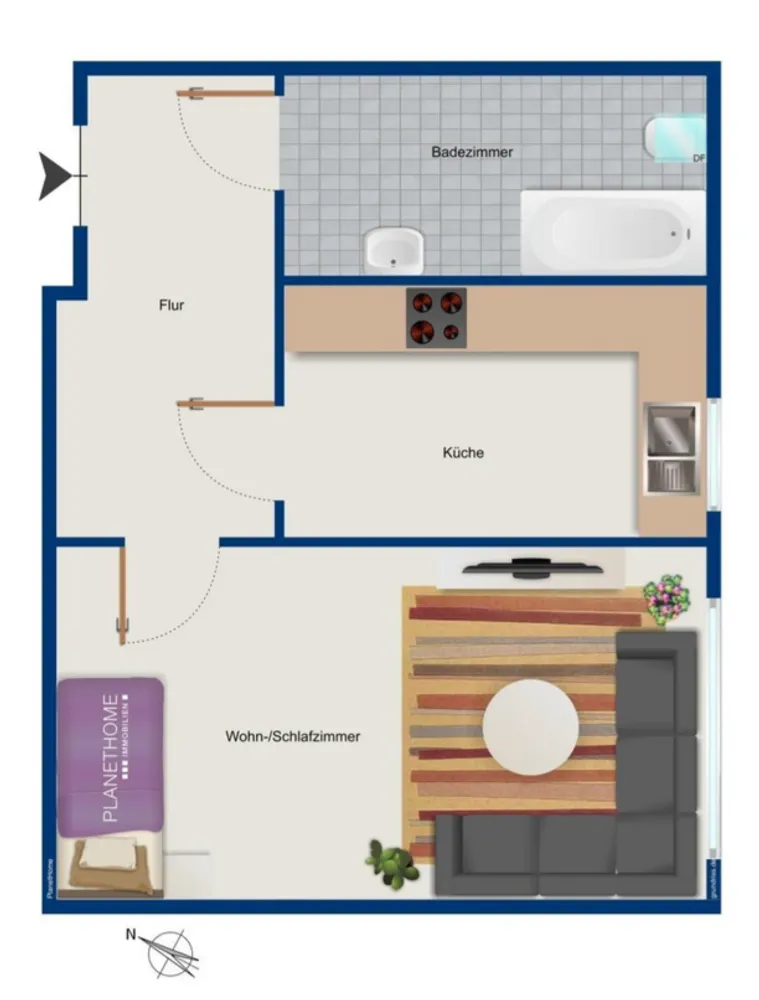1 Zimmer Wohnung mit 30 m² in Hamburg – Bild 2