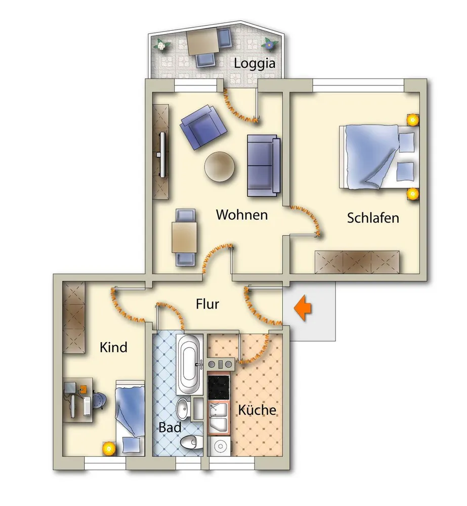 3 Zimmer Wohnung mit 60 m² in Freiberg – Bild 2
