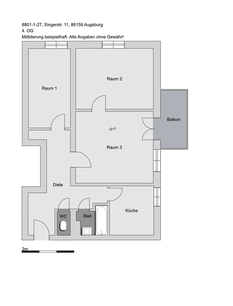 3 Zimmer Wohnung mit 71 m² in Augsburg – Bild 3