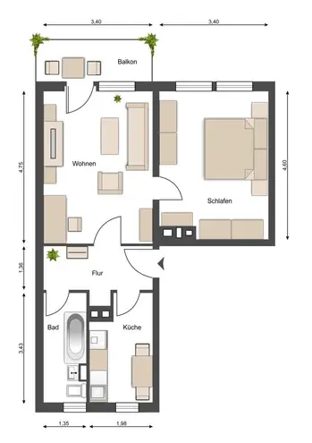 2 room apartment with 50 m² in Magdeburg – Photo 3
