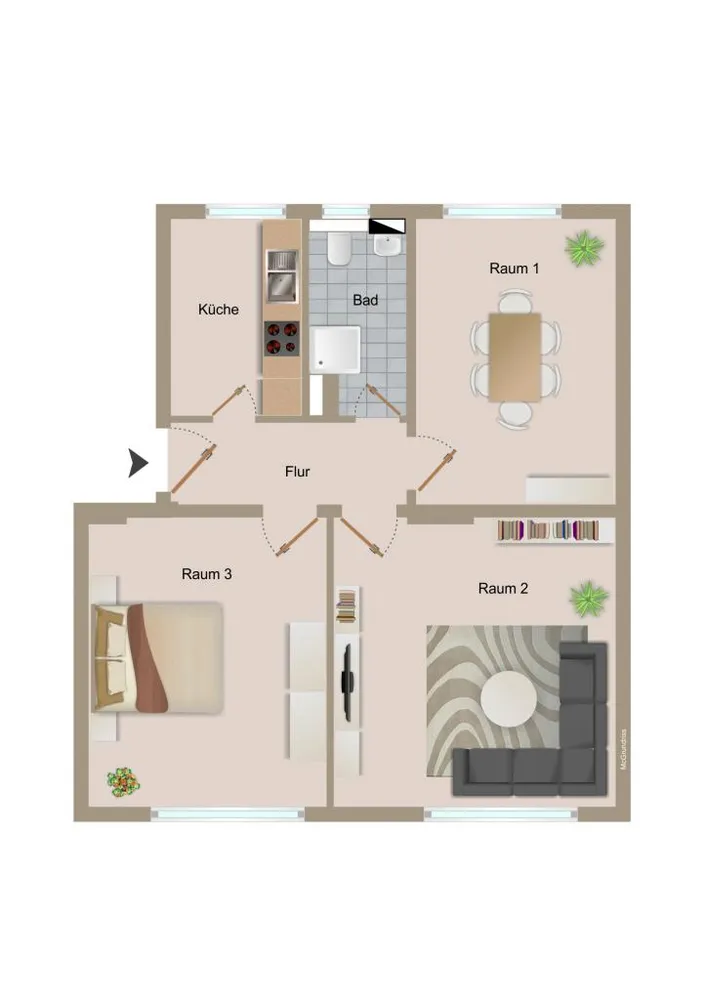3 Zimmer Wohnung mit 69 m² in Magdeburg – Bild 2