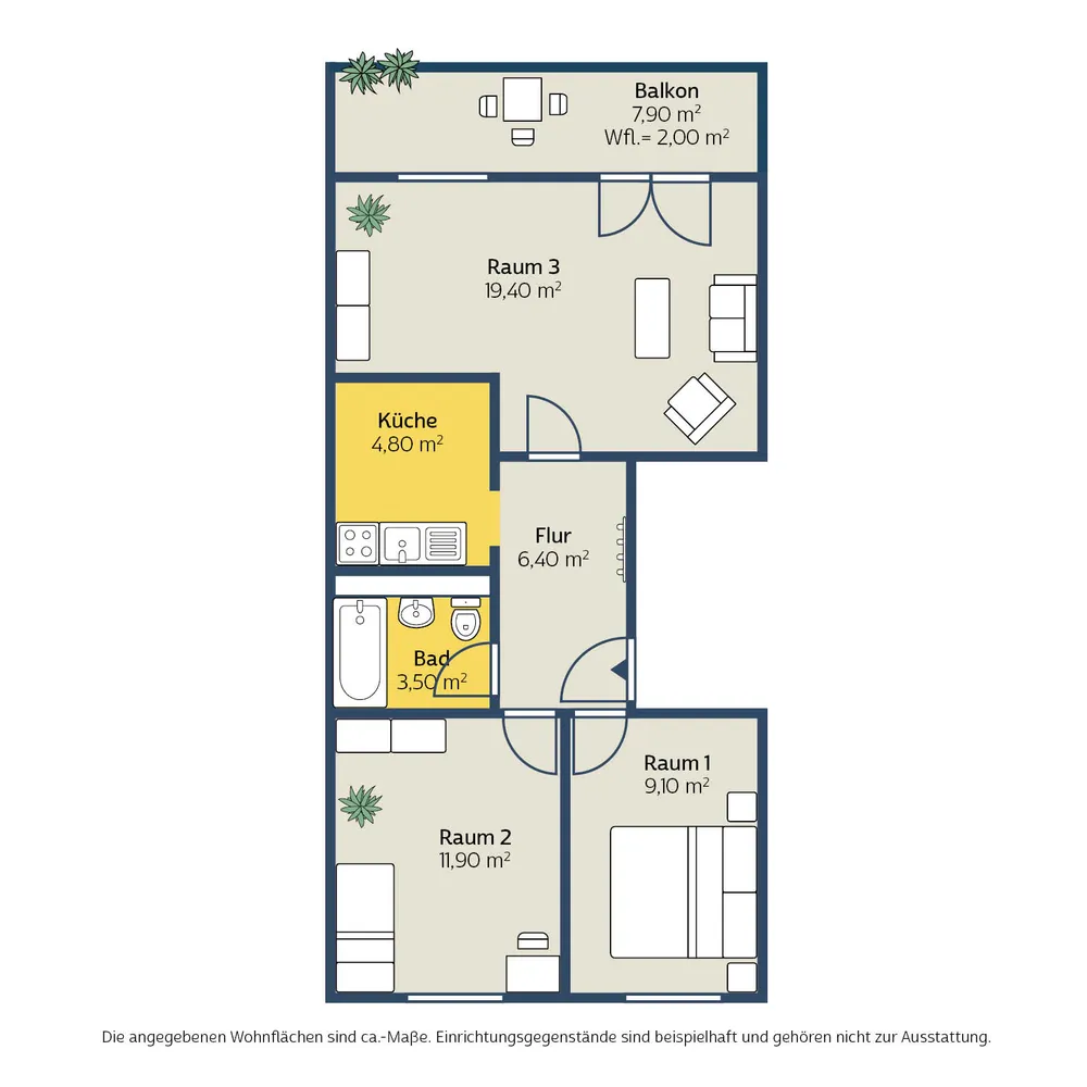 3 Zimmer Wohnung mit 57 m² in Leipzig – Bild 3