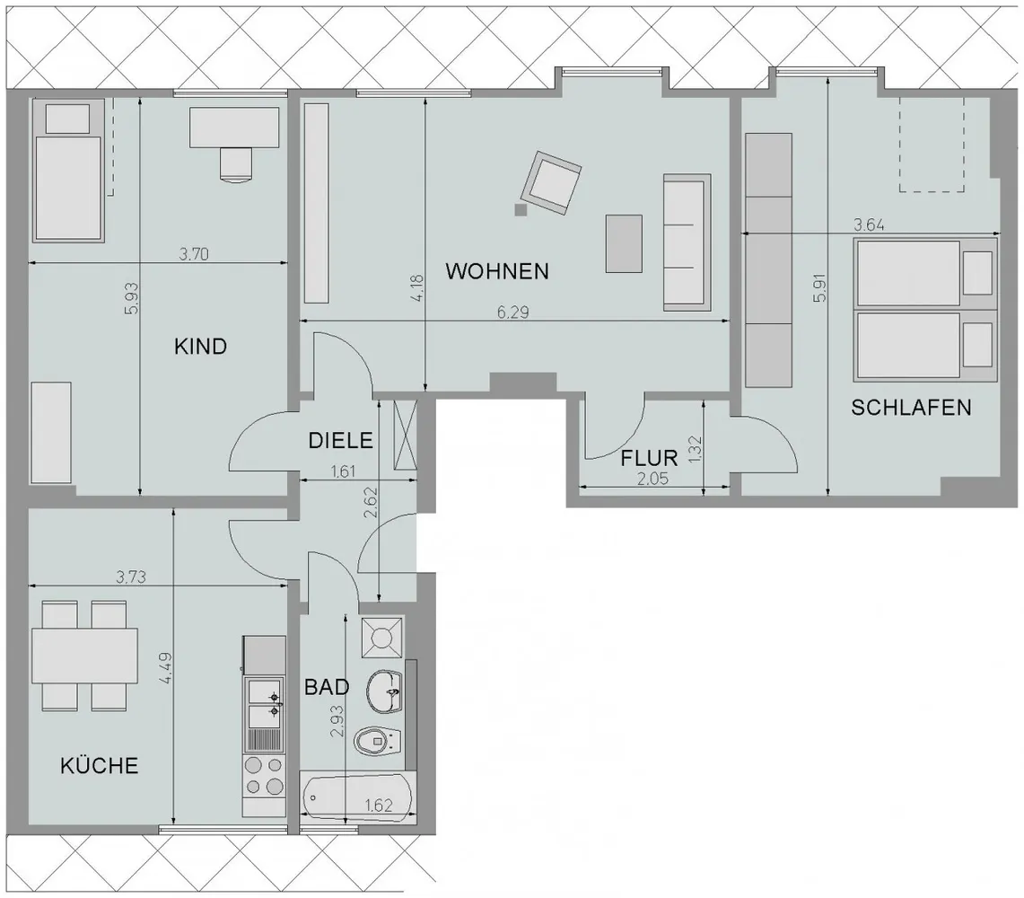 3 Zimmer Wohnung mit 93 m² in Duisburg – Bild 2