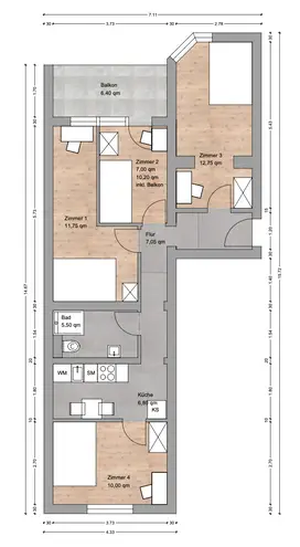 WG-Zimmer mit 11 m² in München – Bild 4