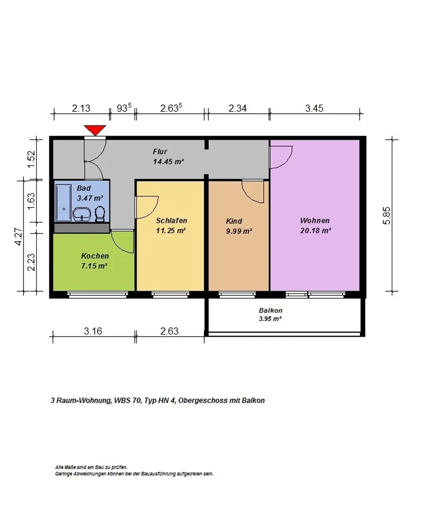 3 Zimmer Wohnung mit 70 m² in Neubrandenburg – Bild 2