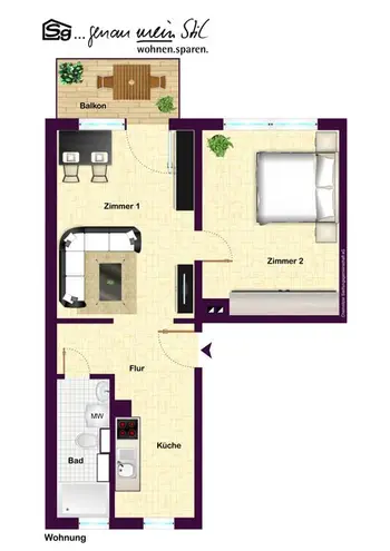 2 Zimmer Wohnung mit 48 m² in Chemnitz – Bild 2