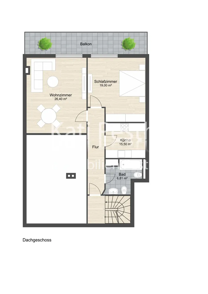 2 room apartment with 63 m² in Munich – Photo 4