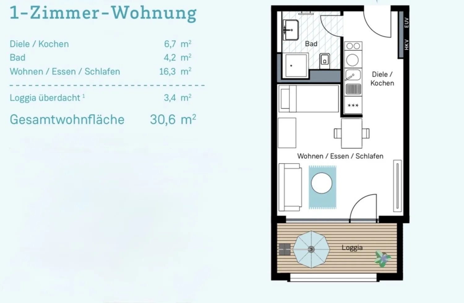 1 Zimmer Wohnung mit 30 m² in Mainz – Bild 2
