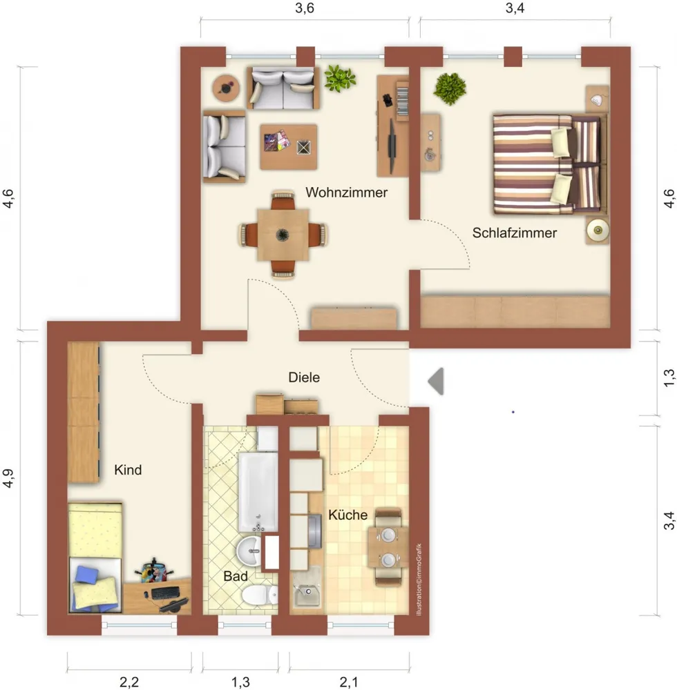 3 Zimmer Wohnung mit 56 m² in Suhl – Bild 2