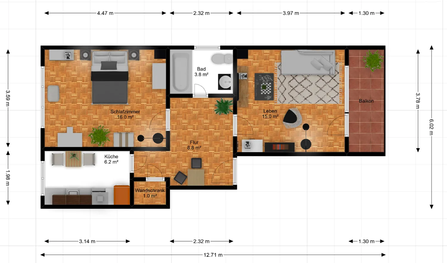 2 Zimmer Wohnung mit 54 m² in Essen – Bild 2