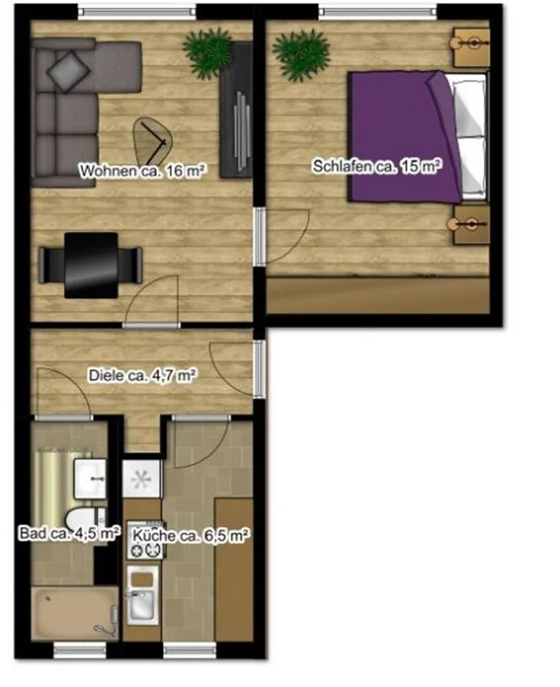 2 Zimmer Wohnung mit 46 m² in Borna – Bild 2