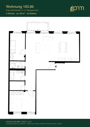 3 Zimmer Wohnung mit 96 m² in Potsdam – Bild 2