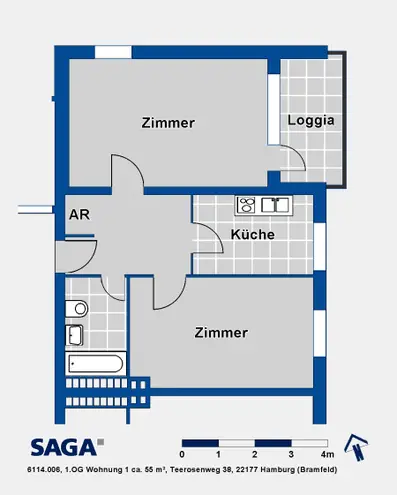 2 Zimmer Wohnung mit 55 m² in Hamburg – Bild 3