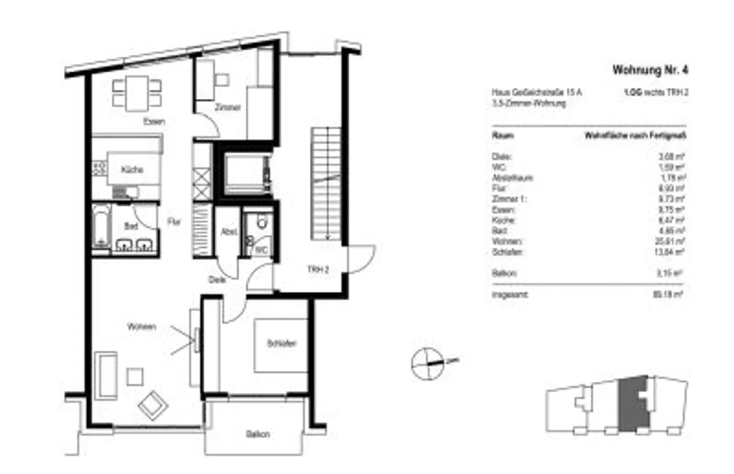 4 Zimmer Wohnung mit 89 m² in Stuttgart – Bild 2