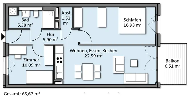 3 Zimmer Wohnung mit 66 m² in Dortmund – Bild 7