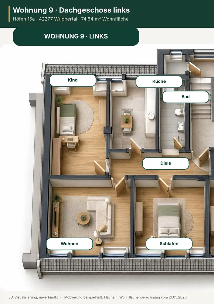 3 Zimmer Wohnung mit 75 m² in Wuppertal – Bild 1