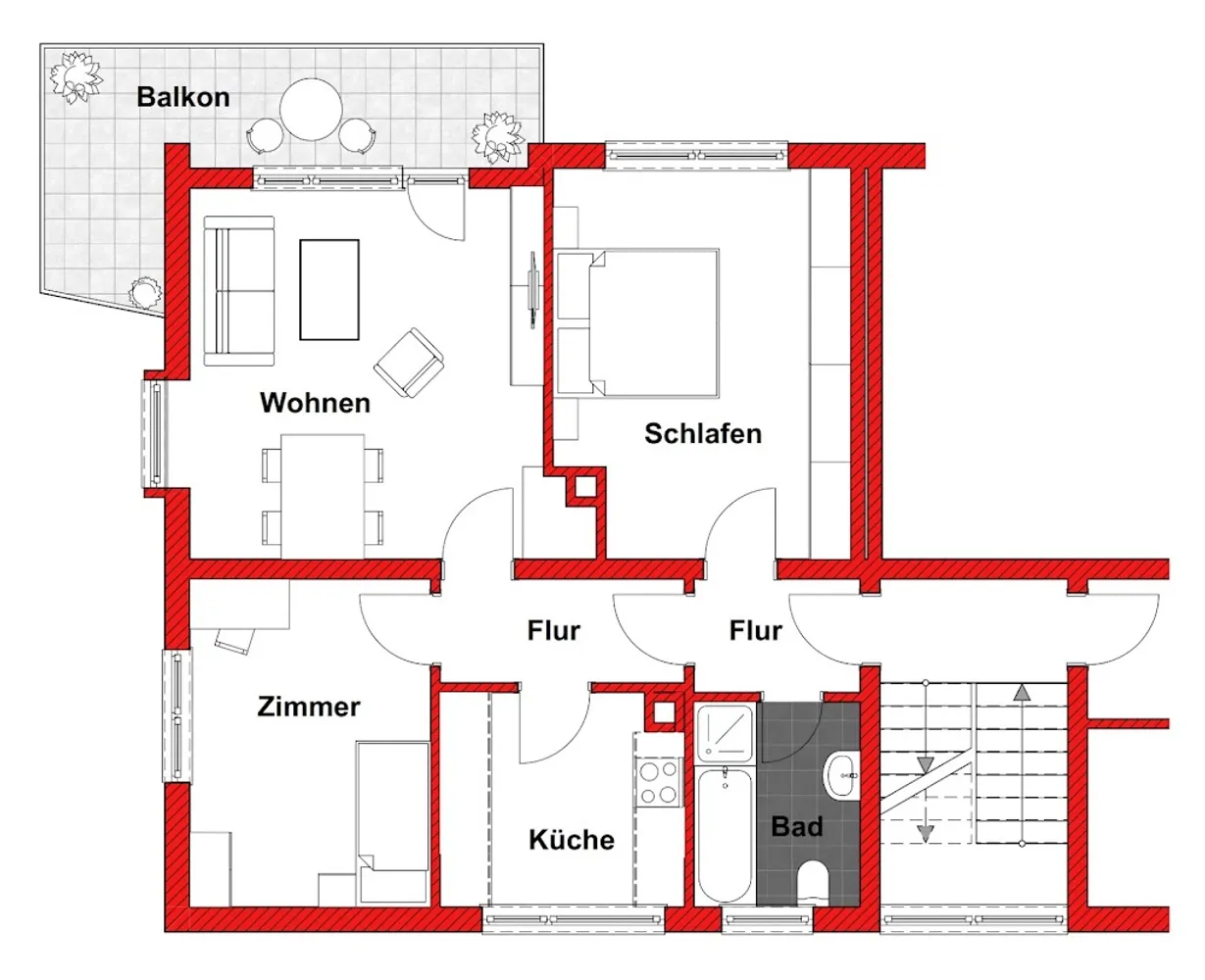 3 Zimmer Wohnung mit 69 m² in Friedrichshafen – Bild 2