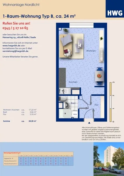 Studio mit 24 m² in Halle (Saale) – Bild 5