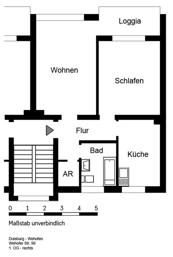 3 Zimmer Wohnung mit 57 m² in Duisburg – Bild 2