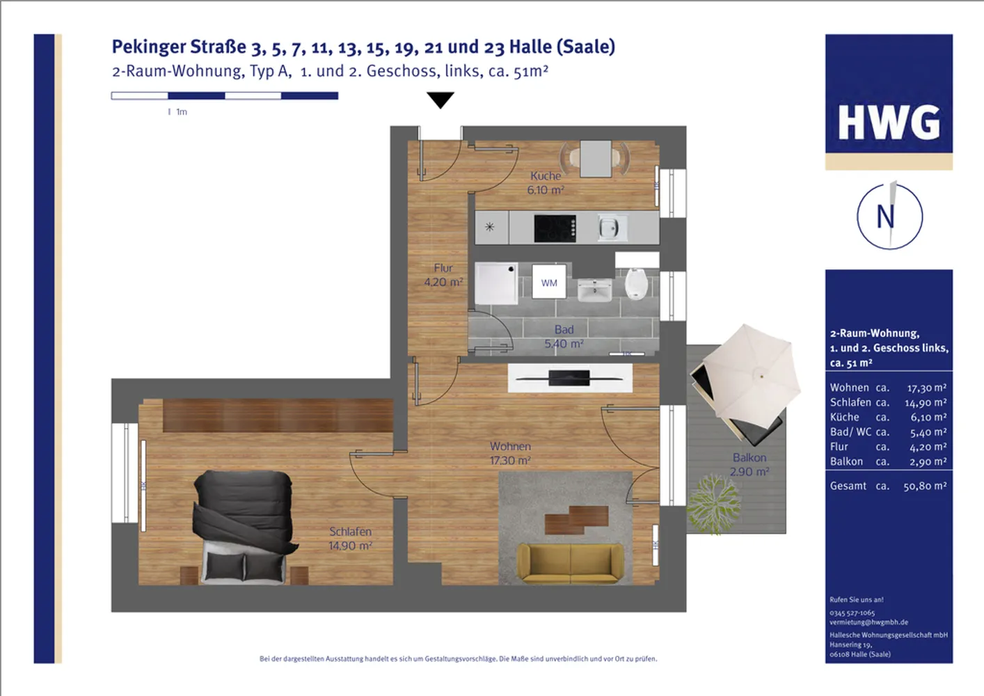 2 room apartment with 51 m² in Halle (Saale) – Photo 6