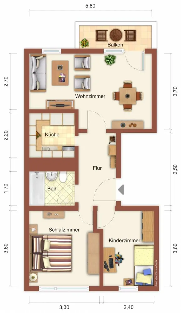 3 Zimmer Wohnung mit 58 m² in Suhl – Bild 2
