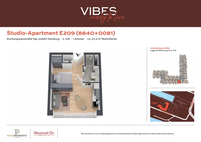 1 Zimmer Wohnung mit 27 m² in Hamburg – Bild 1
