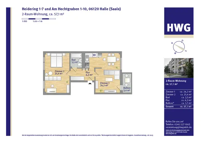 2 Zimmer Wohnung mit 57 m² in Halle (Saale) – Bild 4