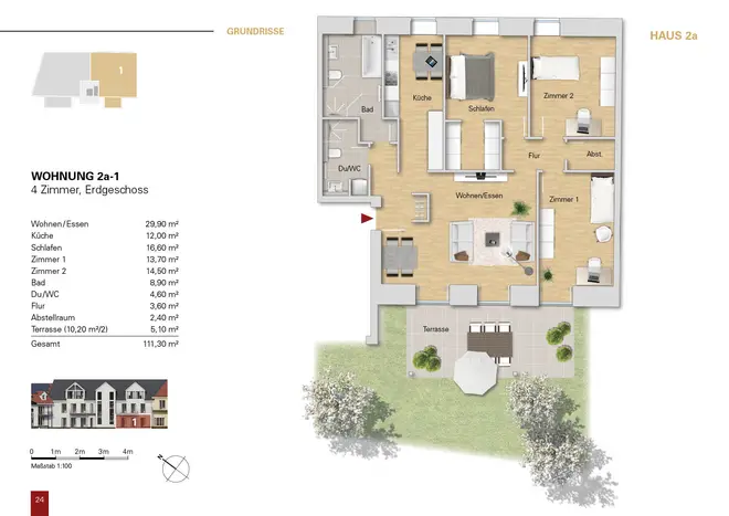 4 Zimmer Wohnung mit 111 m² in Karlsruhe – Bild 1