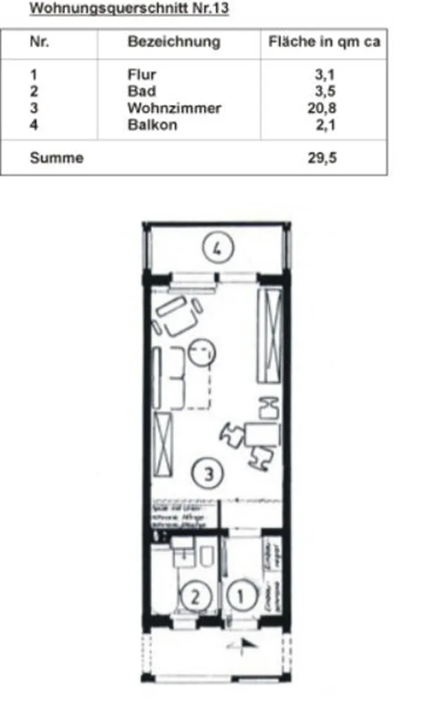 1 Zimmer Wohnung mit 30 m² in Schwarzenberg – Bild 3