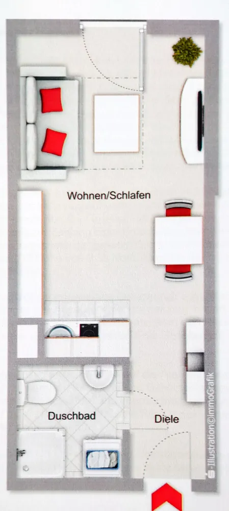 1 room apartment with 23 m² in Aachen – Photo 4