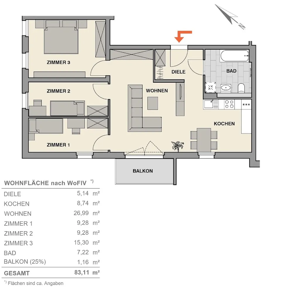 4 room apartment with 83 m² in Dresden – Photo 2