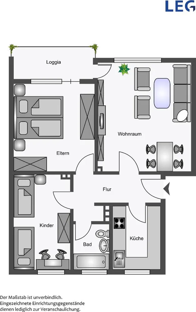 3 Zimmer Wohnung mit 66 m² in Hamm – Bild 2