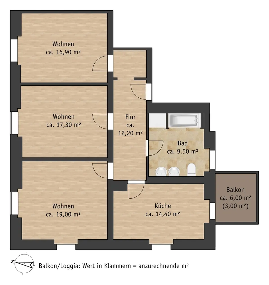 3 Zimmer Wohnung mit 92 m² in Pirna – Bild 2