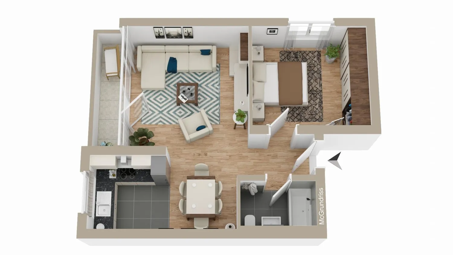 2 Zimmer Wohnung mit 53 m² in Köln – Bild 1